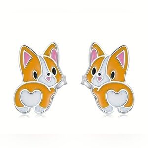 ☮️ NEW Cute Corgi Dog Stud Earrings Animal Jewelry Dog Lover